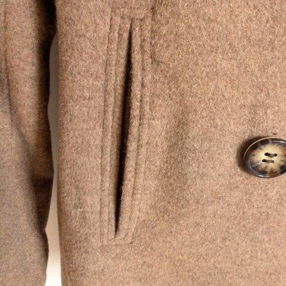 Vintage Calvin Klein Double Breasted Wool/Silk Pea Coat | Oat Women's Size 10 - Picture 5 of 15